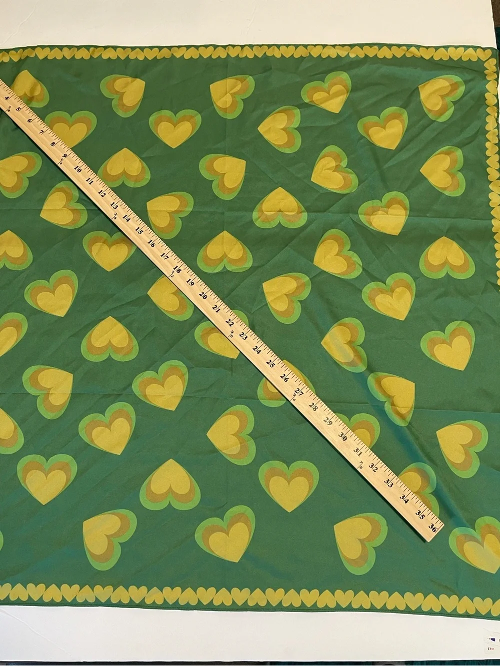 Urban Outfitters Scarf Bandana Satin Green Hearts Retro Festival Y2K Retrocore